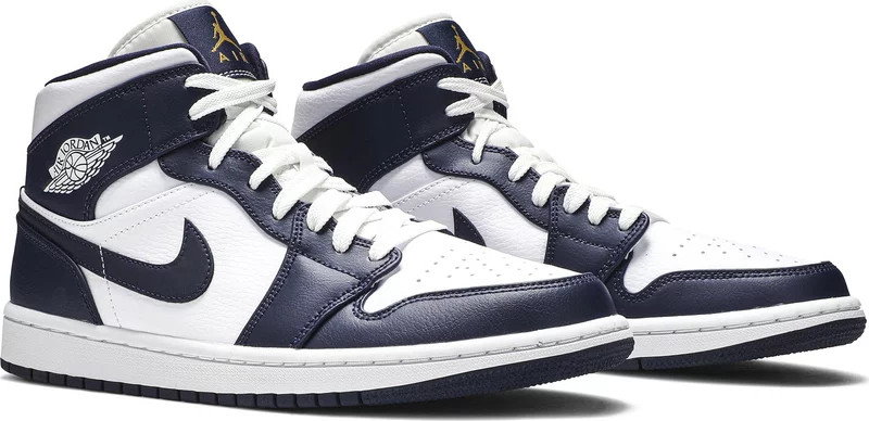 Air Jordan 1 Mid 'White Metallic Gold Obsidian' 