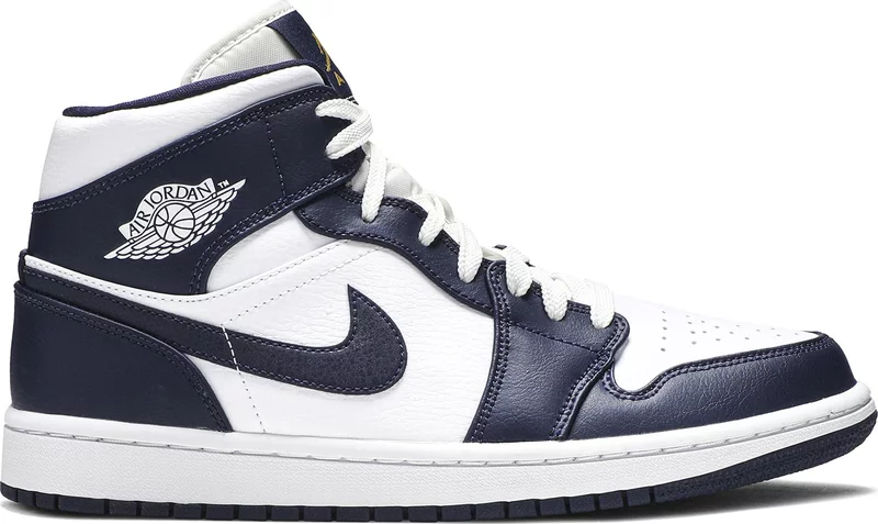 Air Jordan 1 Mid 'White Metallic Gold Obsidian' 