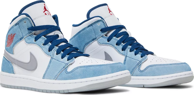 Nike Air Jordan 1 Mid 'French Blue Fire Red' 